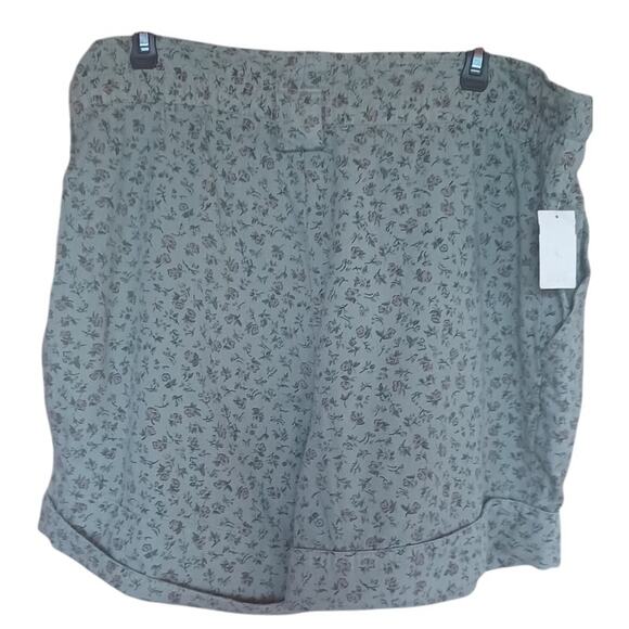 Vintage Transport 100% Cotton Shorts Green Floral, Paper Bag Waist Women's Large - Picture 4 of 8